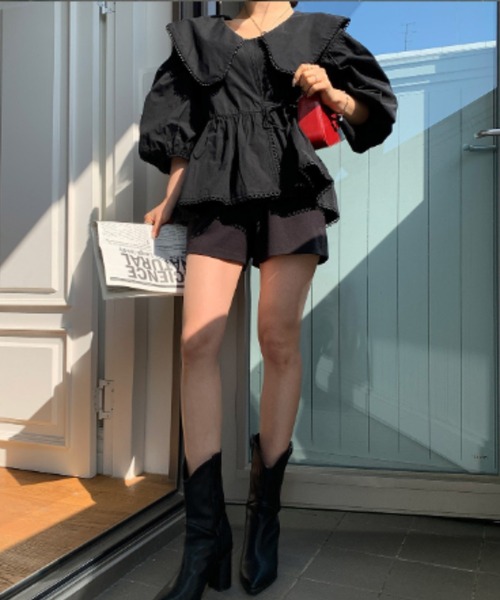 FAVORITO(ファヴォリート)の「リボンワイドカラーシャツ(シャツ/ブラウス・レディース・ホワイト/ブラック・F)」の21枚目の写真