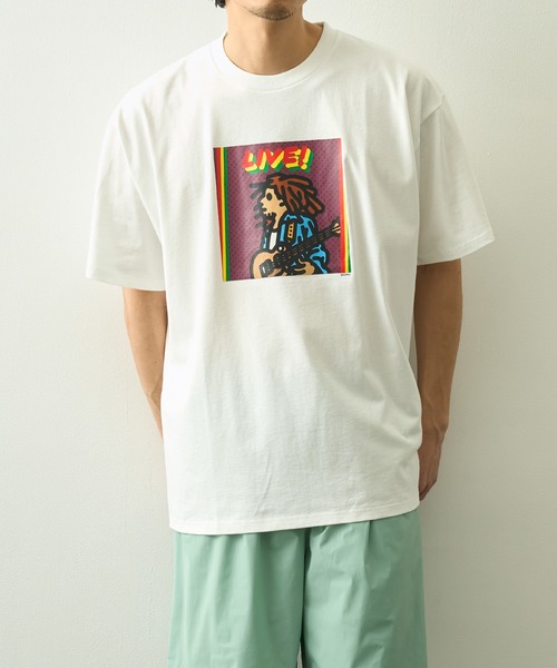 CITY COUNTRY CITY(シティーカントリーシティー)の「【CITY COUNTRY CITY/シティカントリーシティ】CITY COUNTRY CITY x BOB MARLEY_COTTON T-SHIRT_LIVE(Tシャツ/カットソー・メンズ・ホワイト/ブラック・M/L)」の1枚目の写真