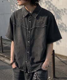 スタッズ デニムシャツ