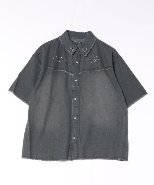 8(eight)(エイト)の「スタッズ デニムシャツ(シャツ/ブラウス・メンズ・ネイビー/サックスブルー/ブラック・MEDIUM/LARGE)」の5枚目の写真
