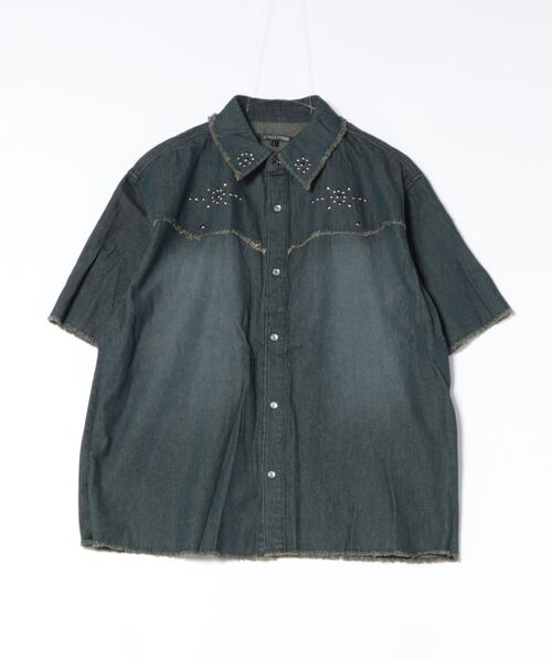 8(eight)(エイト)の「スタッズ デニムシャツ(シャツ/ブラウス・メンズ・ネイビー/サックスブルー/ブラック・MEDIUM/LARGE)」の6枚目の写真