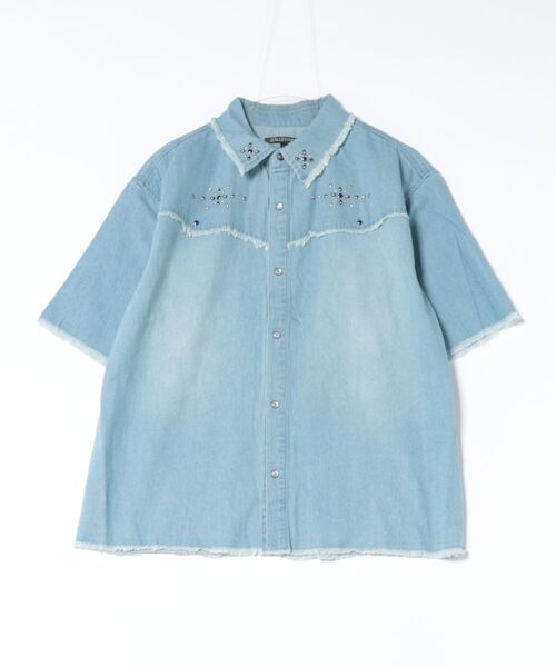 8(eight)(エイト)の「スタッズ デニムシャツ(シャツ/ブラウス・メンズ・ネイビー/サックスブルー/ブラック・MEDIUM/LARGE)」の7枚目の写真