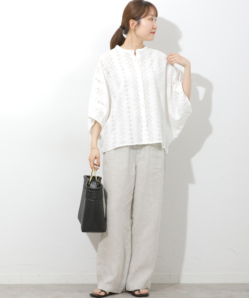 JOURNAL STANDARD relume(ジャーナルスタンダード レリューム)の「コットンカットワーク刺繍ポンチョブラウス(シャツ/ブラウス・レディース・ホワイト系その他/ブラック系その他・FREE)」の9枚目の写真