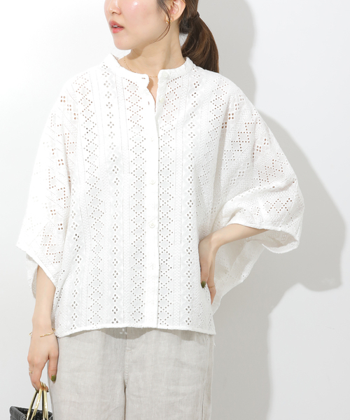 JOURNAL STANDARD relume(ジャーナルスタンダード レリューム)の「コットンカットワーク刺繍ポンチョブラウス(シャツ/ブラウス・レディース・ホワイト系その他/ブラック系その他・FREE)」の13枚目の写真