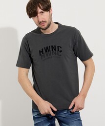 ピグメント加工ロゴプリント半袖Tシャツ