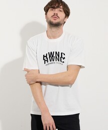 ピグメント加工ロゴプリント半袖Tシャツ