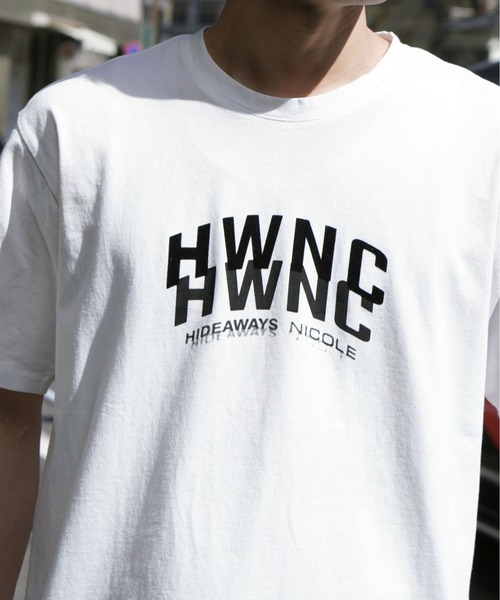 HIDEAWAYS NICOLE(ハイダウェイニコル)の「ピグメント加工ロゴプリント半袖Tシャツ(Tシャツ/カットソー・メンズ・チャコールグレー/ホワイト・M/XL/L)」の17枚目の写真