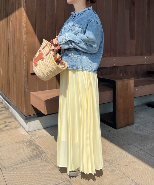 CURA CLOSET（キュラ クローゼット）の「【loverara.loverara select】プリーツスカート/ウエスト総ゴム/ストレスフリー（スカート・レディース・ホワイト/イエロー/ピンク・フリー）」の16枚目の写真