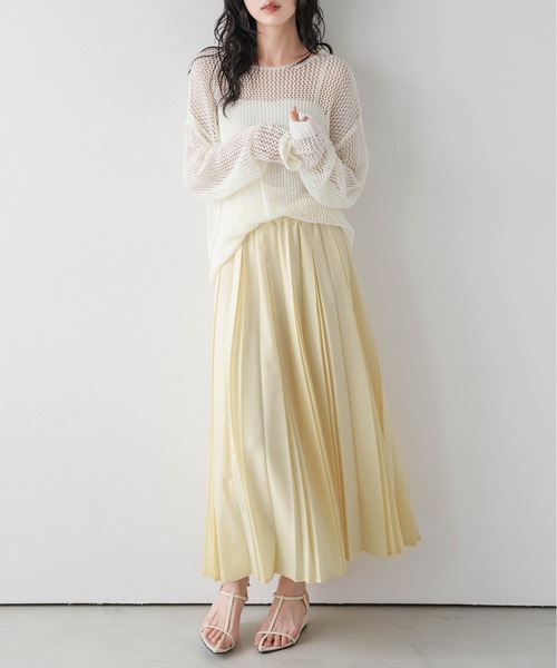 CURA CLOSET（キュラ クローゼット）の「【loverara.loverara select】プリーツスカート/ウエスト総ゴム/ストレスフリー（スカート・レディース・ホワイト/イエロー/ピンク・フリー）」の22枚目の写真