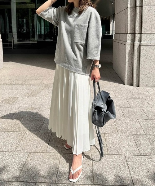 CURA CLOSET（キュラ クローゼット）の「【loverara.loverara select】プリーツスカート/ウエスト総ゴム/ストレスフリー（スカート・レディース・ホワイト/イエロー/ピンク・フリー）」の7枚目の写真