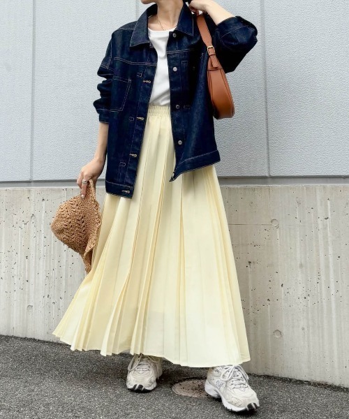 CURA CLOSET（キュラ クローゼット）の「【loverara.loverara select】プリーツスカート/ウエスト総ゴム/ストレスフリー（スカート・レディース・ホワイト/イエロー/ピンク・フリー）」の9枚目の写真