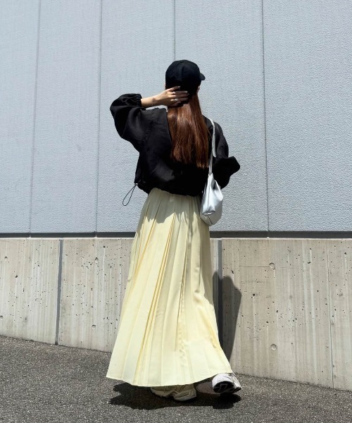 CURA CLOSET（キュラ クローゼット）の「【loverara.loverara select】プリーツスカート/ウエスト総ゴム/ストレスフリー（スカート・レディース・ホワイト/イエロー/ピンク・フリー）」の10枚目の写真
