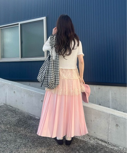 CURA CLOSET（キュラ クローゼット）の「【loverara.loverara select】プリーツスカート/ウエスト総ゴム/ストレスフリー（スカート・レディース・ホワイト/イエロー/ピンク・フリー）」の12枚目の写真