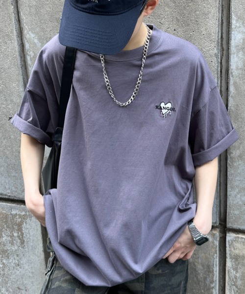 link lot(リンクロット)の「【KANGOL】ドローコード付き 胸ロゴハート刺繍 ワンポイント Tシャツ(Tシャツ/カットソー・メンズ・ブラック/ホワイト/チャコール/ネイビー・XL/M/L)」の4枚目の写真
