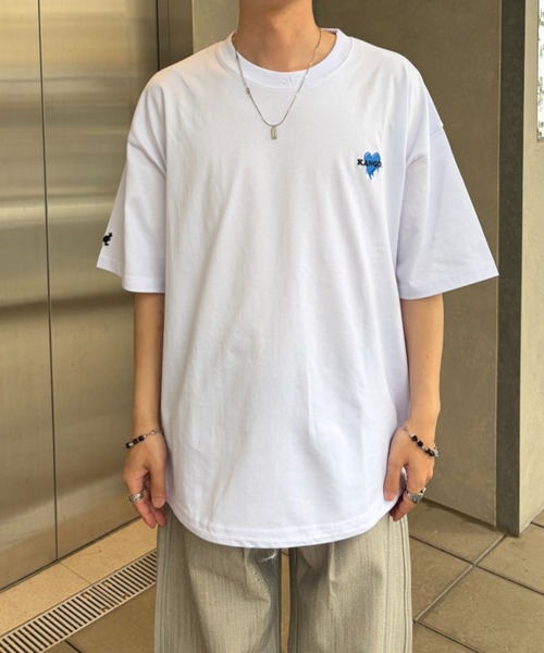 link lot(リンクロット)の「【KANGOL】ドローコード付き 胸ロゴハート刺繍 ワンポイント Tシャツ(Tシャツ/カットソー・メンズ・ブラック/ホワイト/チャコール/ネイビー・XL/M/L)」の6枚目の写真
