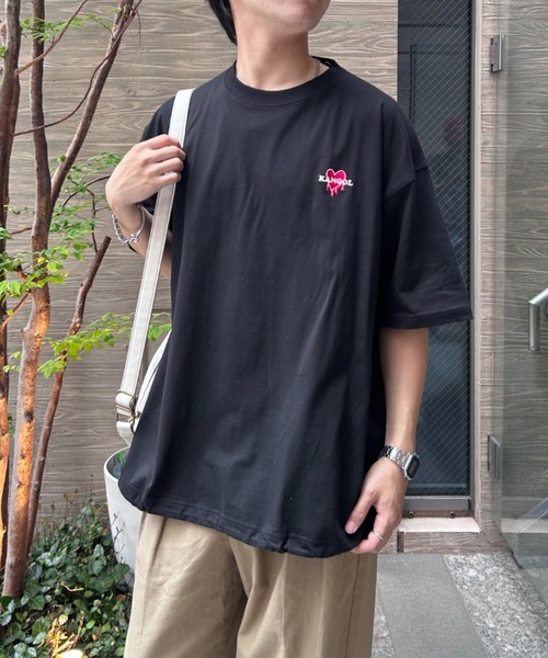 link lot(リンクロット)の「【KANGOL】ドローコード付き 胸ロゴハート刺繍 ワンポイント Tシャツ(Tシャツ/カットソー・メンズ・ブラック/ホワイト/チャコール/ネイビー・XL/M/L)」の12枚目の写真