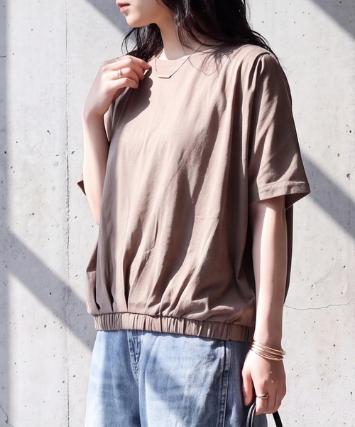SELECT LEVERY(セレクトリベリー)の「天竺裾ゴム入りドルマンTシャツ(Tシャツ/カットソー・レディース・ブラウン/ブラック/オフホワイト・FREE)」の3枚目の写真