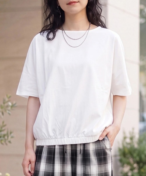 SELECT LEVERY(セレクトリベリー)の「天竺裾ゴム入りドルマンTシャツ(Tシャツ/カットソー・レディース・ブラウン/ブラック/オフホワイト・FREE)」の9枚目の写真