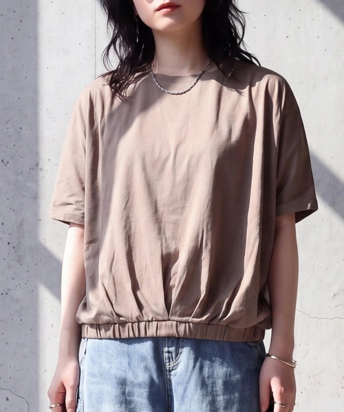 SELECT LEVERY(セレクトリベリー)の「天竺裾ゴム入りドルマンTシャツ(Tシャツ/カットソー・レディース・ブラウン/ブラック/オフホワイト・FREE)」の16枚目の写真