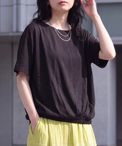 SELECT LEVERY(セレクトリベリー)の「天竺裾ゴム入りドルマンTシャツ(Tシャツ/カットソー・レディース・ブラウン/ブラック/オフホワイト・FREE)」の21枚目の写真