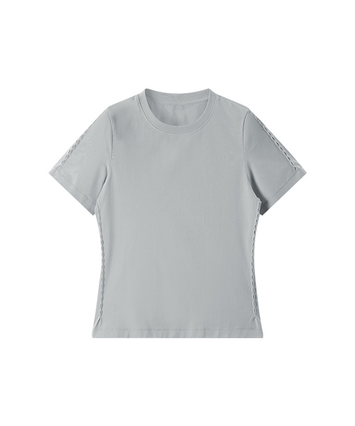 BUTTON SEOUL（ボタンソウル）の「[ウィメンズ] ループラインスリムショートスリーブ (4 COLORS)（Tシャツ/カットソー・レディース・ホワイト/ブラック/グレー/イエロー・SMALL/MEDIUM/LARGE）」の3枚目の写真