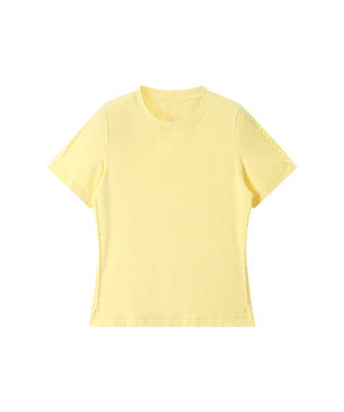 BUTTON SEOUL（ボタンソウル）の「[ウィメンズ] ループラインスリムショートスリーブ (4 COLORS)（Tシャツ/カットソー・レディース・ホワイト/ブラック/グレー/イエロー・SMALL/MEDIUM/LARGE）」の4枚目の写真