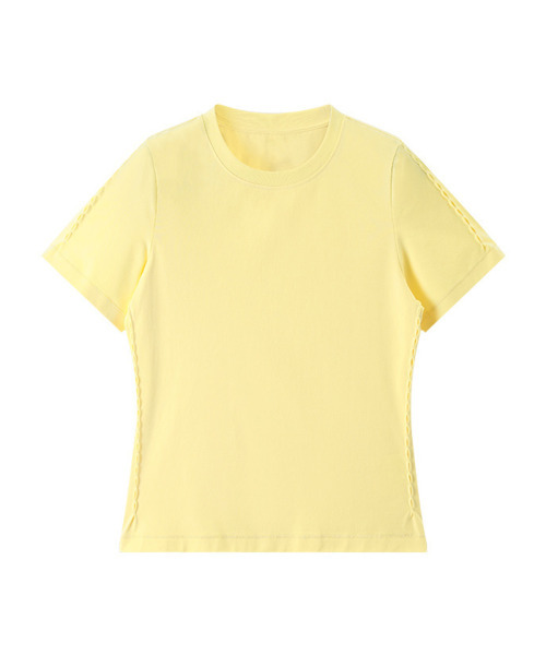 BUTTON SEOUL（ボタンソウル）の「[ウィメンズ] ループラインスリムショートスリーブ (4 COLORS)（Tシャツ/カットソー・レディース・ホワイト/ブラック/グレー/イエロー・SMALL/MEDIUM/LARGE）」の6枚目の写真