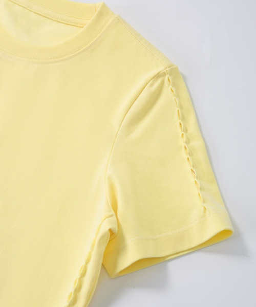 BUTTON SEOUL（ボタンソウル）の「[ウィメンズ] ループラインスリムショートスリーブ (4 COLORS)（Tシャツ/カットソー・レディース・ホワイト/ブラック/グレー/イエロー・SMALL/MEDIUM/LARGE）」の10枚目の写真