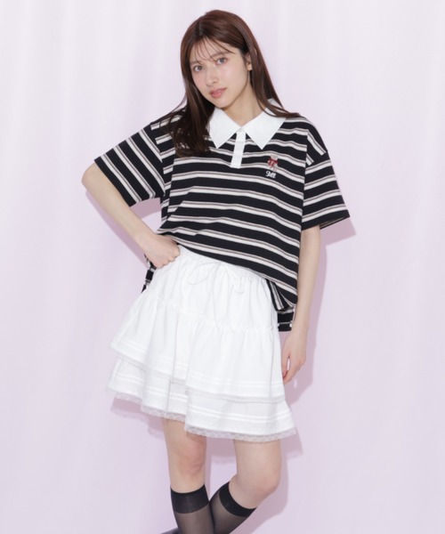 JILL by JILL STUART(ジルバイジルスチュアート)の「レースフリルミニティアードスカート(スカート・レディース・ブラック/ホワイト・FREE)」の2枚目の写真