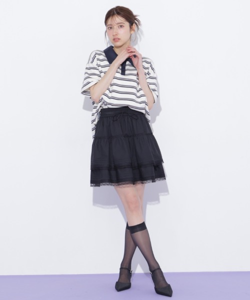 JILL by JILL STUART(ジルバイジルスチュアート)の「レースフリルミニティアードスカート(スカート・レディース・ブラック/ホワイト・FREE)」の6枚目の写真