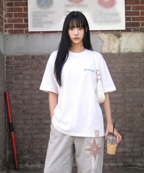 GRAVER（グレーバー）の「[ユニセックス]リブ半袖Tシャツ_4色（Tシャツ/カットソー・レディース・チャコールグレー/ホワイト/ライトグレー/ネイビー・SMALL/MEDIUM/LARGE）」の7枚目の写真