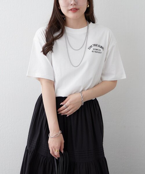 Remind me and forever（リマインドミーアンドフォーエバー）の「【staff made】接触冷感！アソートロゴシルケットTシャツ（Tシャツ/カットソー・レディース・ブラック/ブラウン/オフホワイト/ホワイト・FREE）」の8枚目の写真