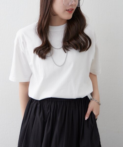 Remind me and forever（リマインドミーアンドフォーエバー）の「【staff made】接触冷感！アソートロゴシルケットTシャツ（Tシャツ/カットソー・レディース・ブラック/ブラウン/オフホワイト/ホワイト・FREE）」の9枚目の写真