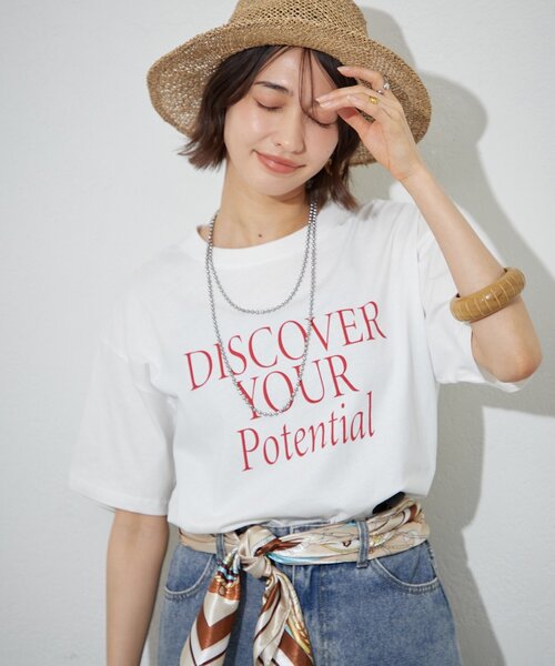 Remind me and forever（リマインドミーアンドフォーエバー）の「【staff made】接触冷感！アソートロゴシルケットTシャツ（Tシャツ/カットソー・レディース・ブラック/ブラウン/オフホワイト/ホワイト・FREE）」の18枚目の写真