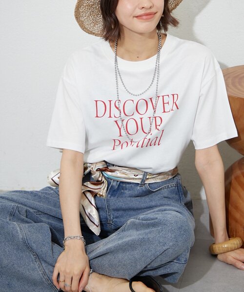 Remind me and forever（リマインドミーアンドフォーエバー）の「【staff made】接触冷感！アソートロゴシルケットTシャツ（Tシャツ/カットソー・レディース・ブラック/ブラウン/オフホワイト/ホワイト・FREE）」の20枚目の写真