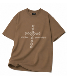bounDary（バウンダリー）の「クロスライングラフィックセミオーバーフィット半袖Tシャツ[ライトブラウン]（Tシャツ/カットソー）」