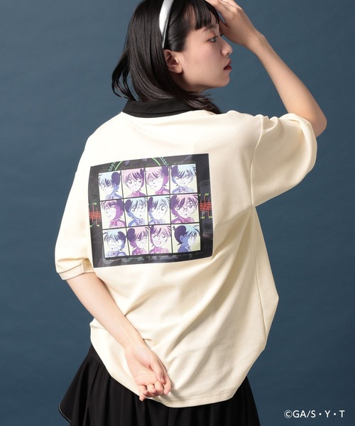 PAGEBOY（ページボーイ）の「【名探偵コナン】コナンフェイスポロシャツ（ポロシャツ・レディース・ホワイト系その他/ブラック/オフホワイト・FREE）」の5枚目の写真