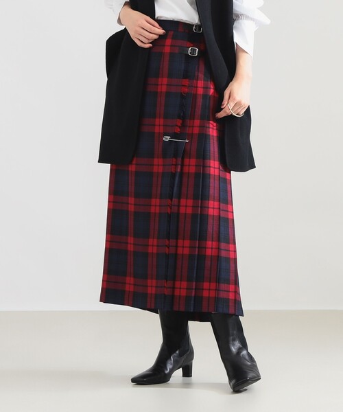 Demi-Luxe BEAMS(デミルクス ビームス)の「【別注】O’NEIL OF DUBLIN × Demi-Luxe BEAMS / ウール イージー ロング キルトスカート 85cm(スカート・レディース・ブラウン/レッド・10/8/12)」の2枚目の写真
