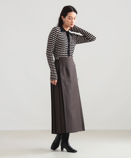 Demi-Luxe BEAMS(デミルクス ビームス)の「【別注】O’NEIL OF DUBLIN × Demi-Luxe BEAMS / ウール イージー ロング キルトスカート 85cm(スカート・レディース・ブラウン/レッド・10/8/12)」の4枚目の写真