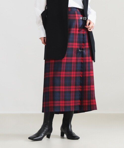 Demi-Luxe BEAMS(デミルクス ビームス)の「【別注】O’NEIL OF DUBLIN × Demi-Luxe BEAMS / ウール イージー ロング キルトスカート 85cm(スカート・レディース・ブラウン/レッド・10/8/12)」の10枚目の写真