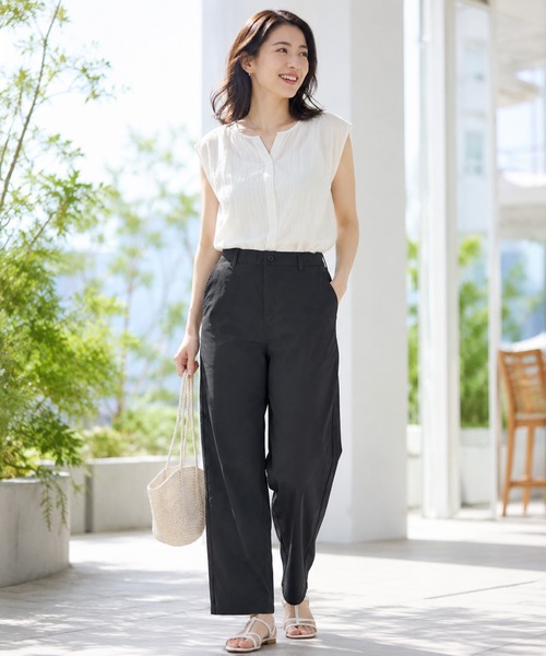 Karlas(カルラス)の「【AIR TOORU エアトール】 レディース タックワイドパンツ 接触冷感 通気 遮熱(その他パンツ・レディース・ブラック/グレー/ネイビー・LL/L/M)」の1枚目の写真