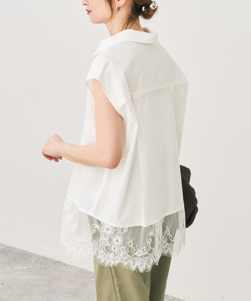 Spick & Span(スピックアンドスパン)の「レースタイプライターフレンチシャツ(シャツ/ブラウス・レディース・キャメル/ホワイト/ネイビー・FREE)」の8枚目の写真