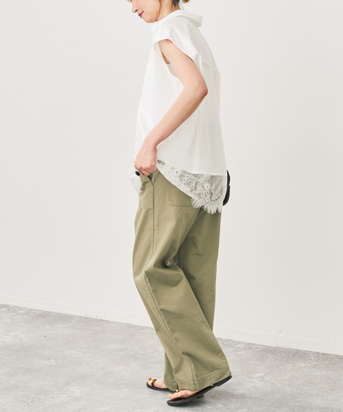 Spick & Span(スピックアンドスパン)の「レースタイプライターフレンチシャツ(シャツ/ブラウス・レディース・キャメル/ホワイト/ネイビー・FREE)」の12枚目の写真
