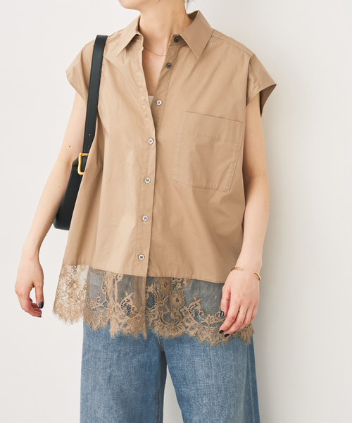 Spick & Span(スピックアンドスパン)の「レースタイプライターフレンチシャツ(シャツ/ブラウス・レディース・キャメル/ホワイト/ネイビー・FREE)」の14枚目の写真