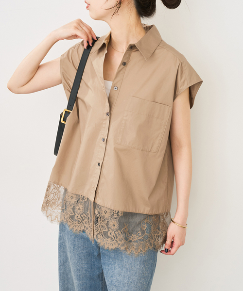 Spick & Span(スピックアンドスパン)の「レースタイプライターフレンチシャツ(シャツ/ブラウス・レディース・キャメル/ホワイト/ネイビー・FREE)」の16枚目の写真