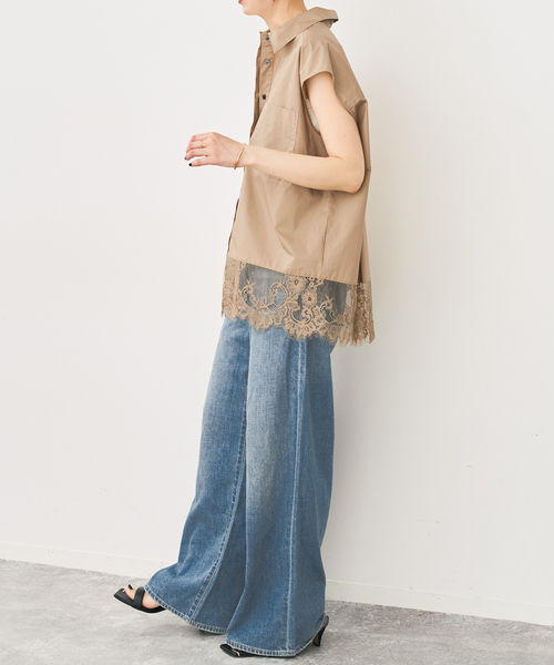 Spick & Span(スピックアンドスパン)の「レースタイプライターフレンチシャツ(シャツ/ブラウス・レディース・キャメル/ホワイト/ネイビー・FREE)」の18枚目の写真