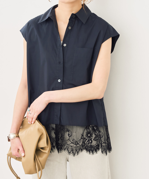 Spick & Span(スピックアンドスパン)の「レースタイプライターフレンチシャツ(シャツ/ブラウス・レディース・キャメル/ホワイト/ネイビー・FREE)」の21枚目の写真