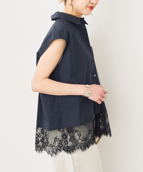 Spick & Span(スピックアンドスパン)の「レースタイプライターフレンチシャツ(シャツ/ブラウス・レディース・キャメル/ホワイト/ネイビー・FREE)」の22枚目の写真
