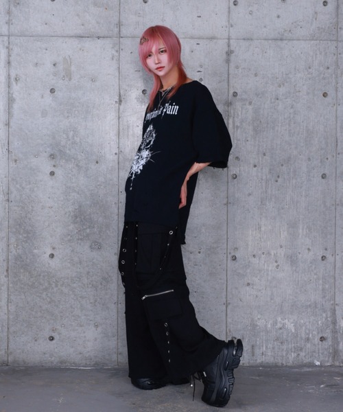 Amilige(アミリージュ)の「ハートクロスプリントダメージガーゼ半袖トップス(Tシャツ/カットソー・レディース・ホワイト/ブラック・FREE)」の11枚目の写真