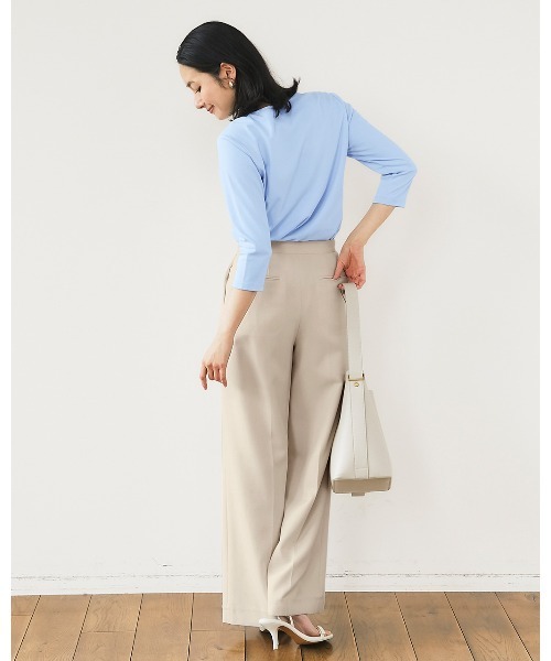 DoCLASSE（ ドゥクラッセ）の「ライトツイル・タックワイドパンツ（その他パンツ・レディース・グレイッシュベージュ/オリーブ・7/9/11/13）」の5枚目の写真